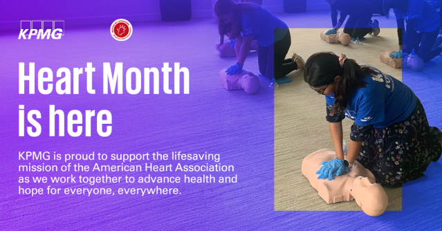 I’m proud to share that #KPMGHasHeart. Our firm, our Foundation, and our people #MakeTheDifference with the American Heart Association in communities across the country. Let’s continue to create a heart healthy world for everyone, everywhere! #HeartMonth bit.ly/3QdZ4rw