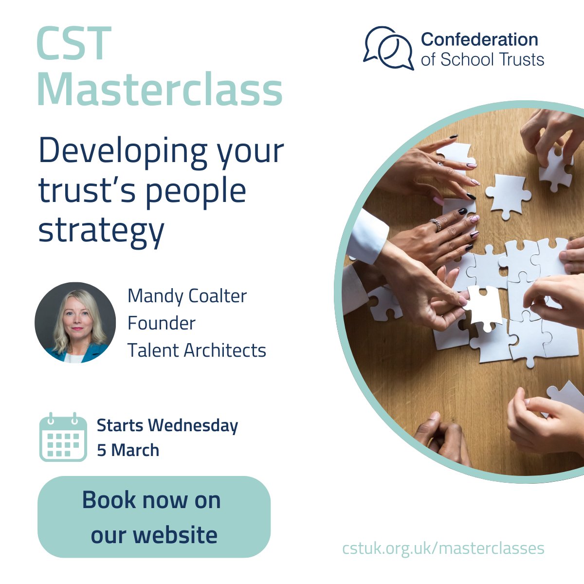 Confederation of School Trusts (@cstvoice) on Twitter photo Join <a href="/MandyCoalter/">Mandy Coalter</a>, Talent Architects for our masterclass Developing your trust’s people strategy, starting 5 March. Gain practical tools and a tested framework to align your people strategy with your trust’s vision, culture, and wellbeing goals. Book now: cstuk.org.uk/professional-d… Join <a href="/MandyCoalter/">Mandy Coalter</a>, Talent Architects for our masterclass Developing your trust’s people strategy, starting 5 March. Gain practical tools and a tested framework to align your people strategy with your trust’s vision, culture, and wellbeing goals. Book now: cstuk.org.uk/professional-d…