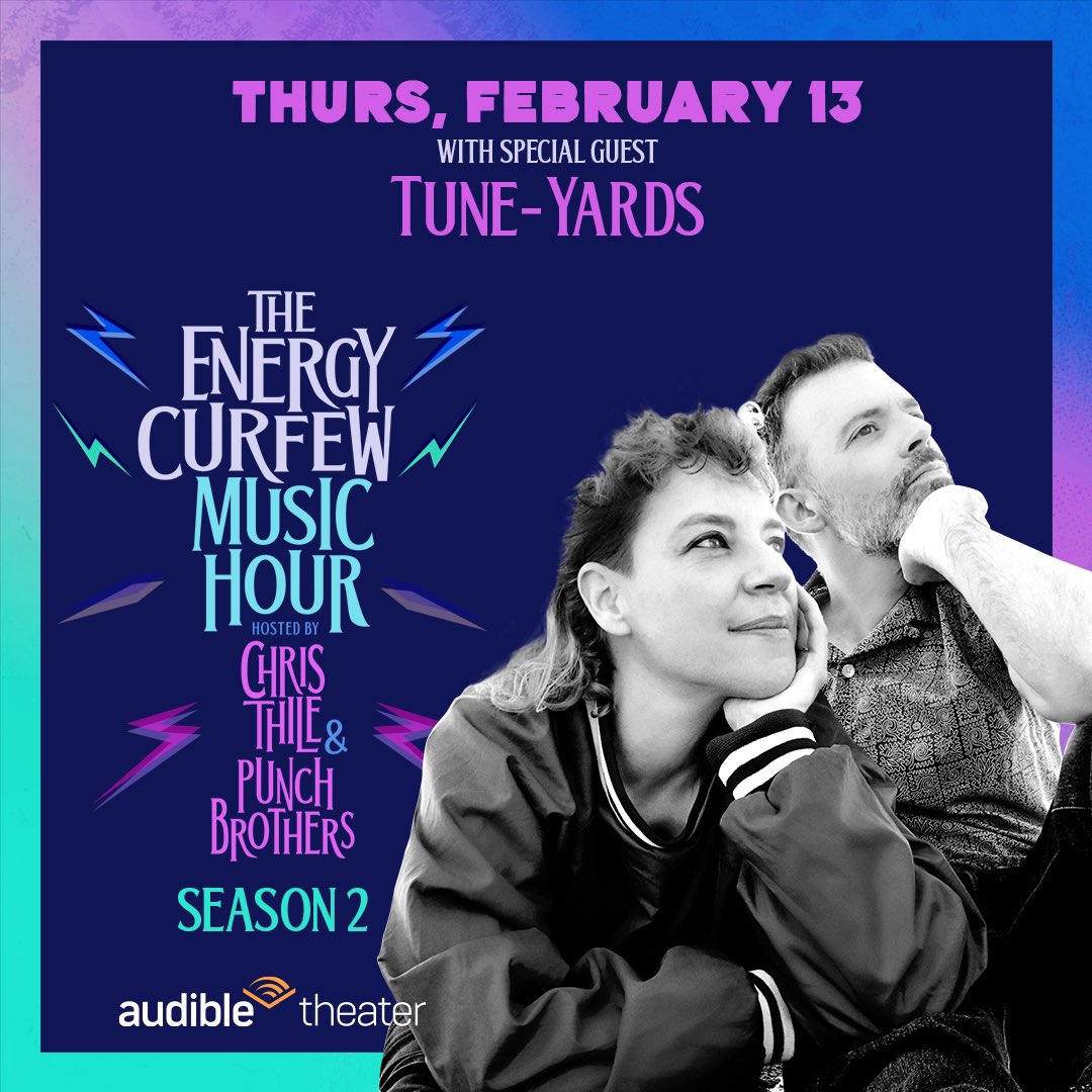 Punch Brothers (@punchbrothers) on Twitter photo New Special Guests Announced! <a href="/jacobcollier/">Jacob Collier</a> and <a href="/tuneyards/">merrill garbus</a> will join the Feb 13 performance of <a href="/energycurfew/">The Energy Curfew Music Hour</a>. A handful of tickets have been released online. If you miss ‘em, limited standing room tickets will be available on TodayTix at 9a on the morning of the show. New Special Guests Announced! <a href="/jacobcollier/">Jacob Collier</a> and <a href="/tuneyards/">merrill garbus</a> will join the Feb 13 performance of <a href="/energycurfew/">The Energy Curfew Music Hour</a>. A handful of tickets have been released online. If you miss ‘em, limited standing room tickets will be available on TodayTix at 9a on the morning of the show.