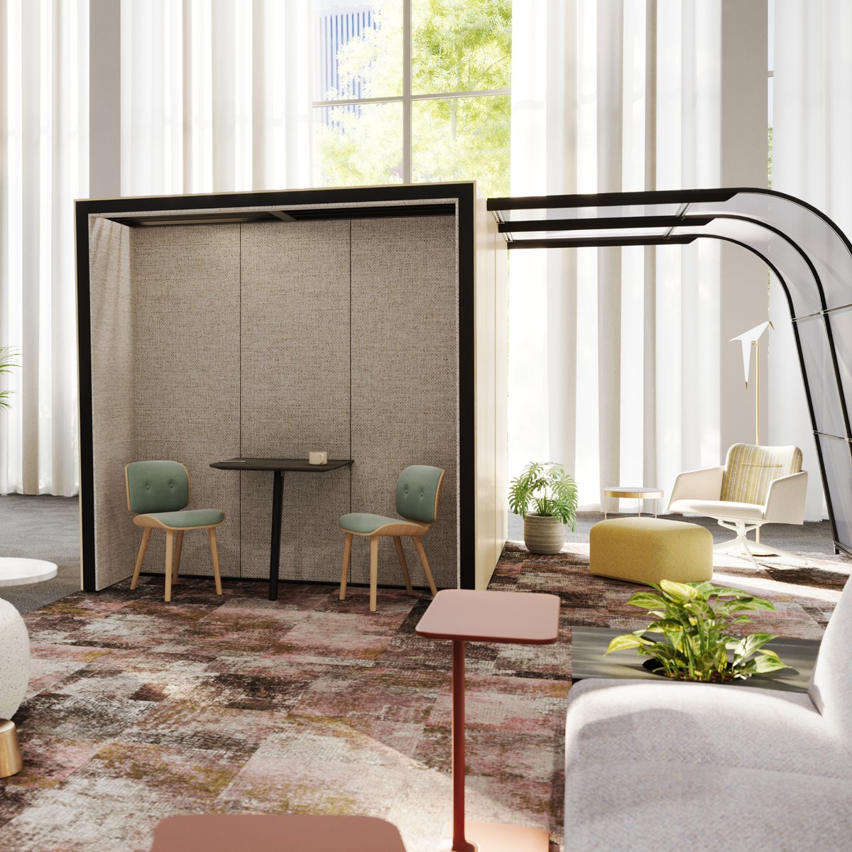 Think inside -and- outside the box with Orangebox Campers &amp; Dens. Now available
with a larger Camper size that you can pair with the smaller Camper and various other
design features, you can transform floorplans into new destinations. #steelcase #orangebox #officefurniture