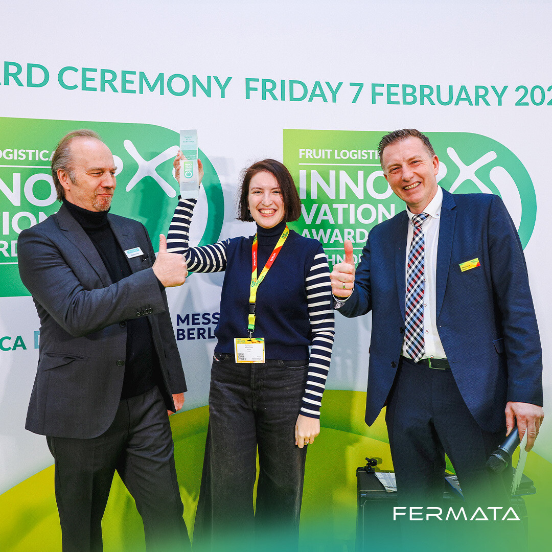 FermataTech's tweet image. Fermata WINS the Fruit Logistica Innovation Award! Our sincere gratitude to everyone who supported Fermata in receiving this prestigious honour, and a huge thank you to the team building Croptimus™ — whose hard work made this moment possible. Want to see what AI innovation can…