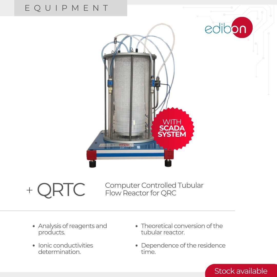 Edibon_Intl's tweet image. The Computer Controlled Tubular Flow Reactor for QRC (QRTC) has been designed by EDIBON to conduct the kinetic study of homogeneous liquid-liquid reactions: edibon.com/en/computer-co… 

#DiscoverEDIBON #ChemicalEngineering #ChemicalReactors