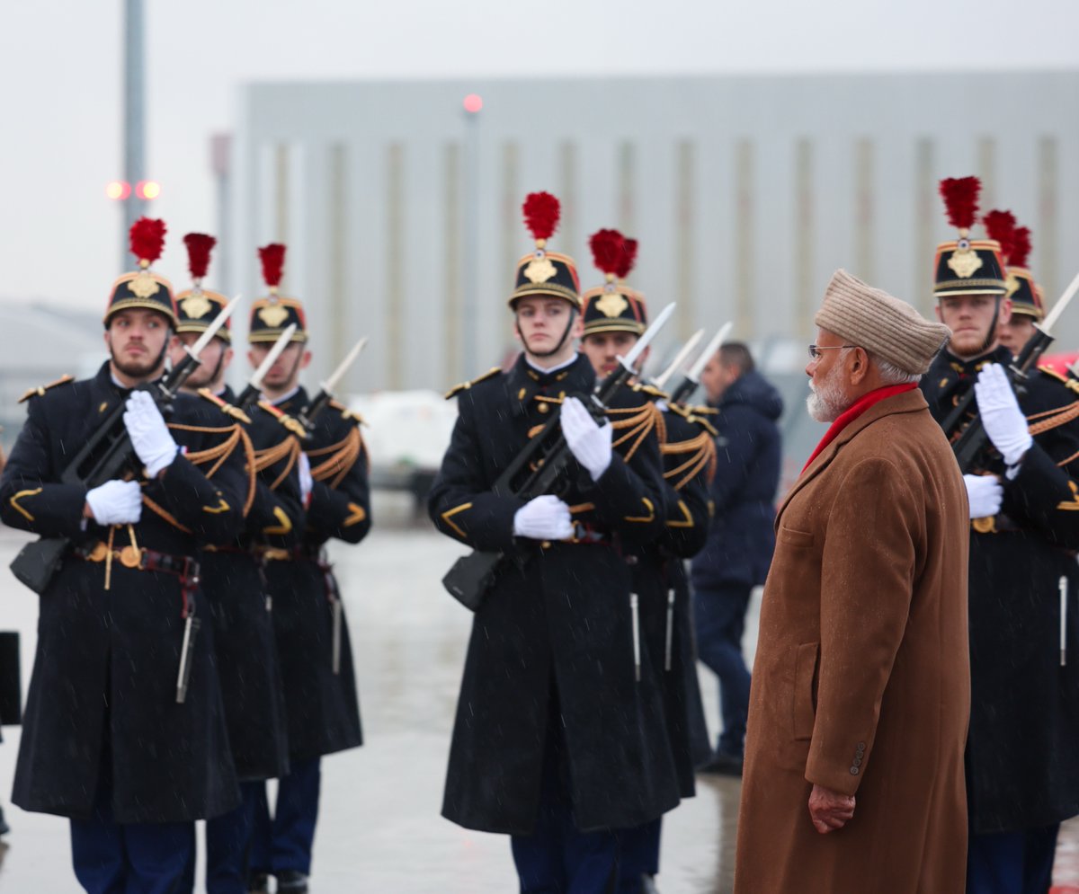 narendramodi's tweet photo. Landed in Paris a short while ago. Looking forward to the various programmes here, which will focus on futuristic sectors like AI, tech and innovation. https://t.co/eZzBDC52cQ
