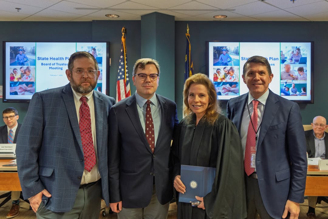 NCTreasurer's tweet image. At the February State Health Plan Board of Trustees meeting, two new members, @DrBrian4Health and @Sam_Watts, were sworn in as appointees of Treasurer Briner. To learn more about all the Plan’s Board members, visit shpnc.org/board-trustees
.
.
#ncpol #shpnc #healthplan