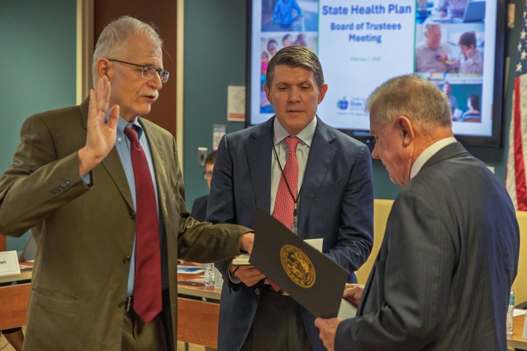 NCTreasurer's tweet image. At the February State Health Plan Board of Trustees meeting, two new members, @DrBrian4Health and @Sam_Watts, were sworn in as appointees of Treasurer Briner. To learn more about all the Plan’s Board members, visit shpnc.org/board-trustees
.
.
#ncpol #shpnc #healthplan
