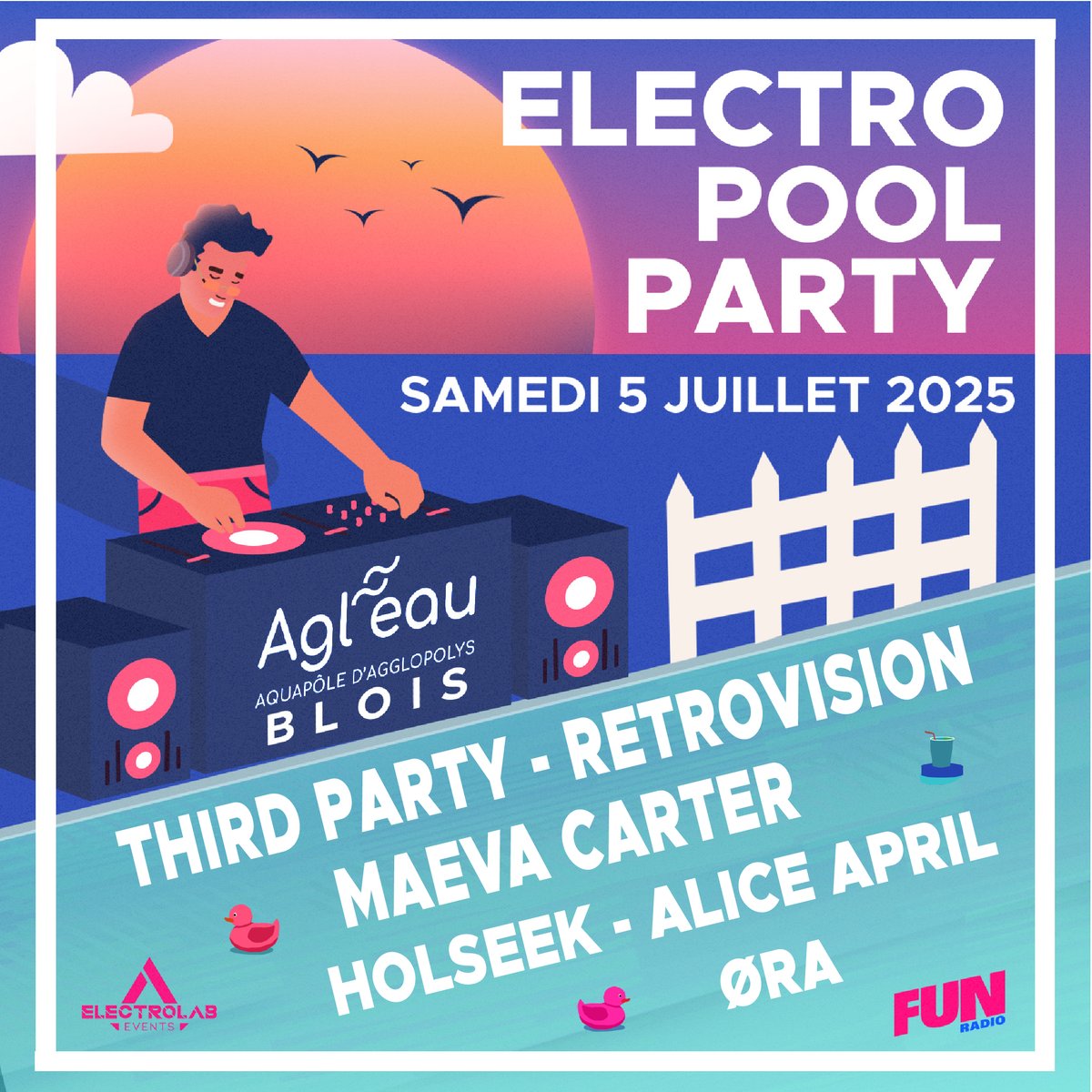 funradio_fr's tweet image. 🎶​ Third Party, Retrovision, Maeva Carter, Holseek, Alice April... Et encore d'autres artistes seront présents lors du Electro Pool Party avec Fun Radio ! 

👉 Rendez-vous le samedi 5 juillet !