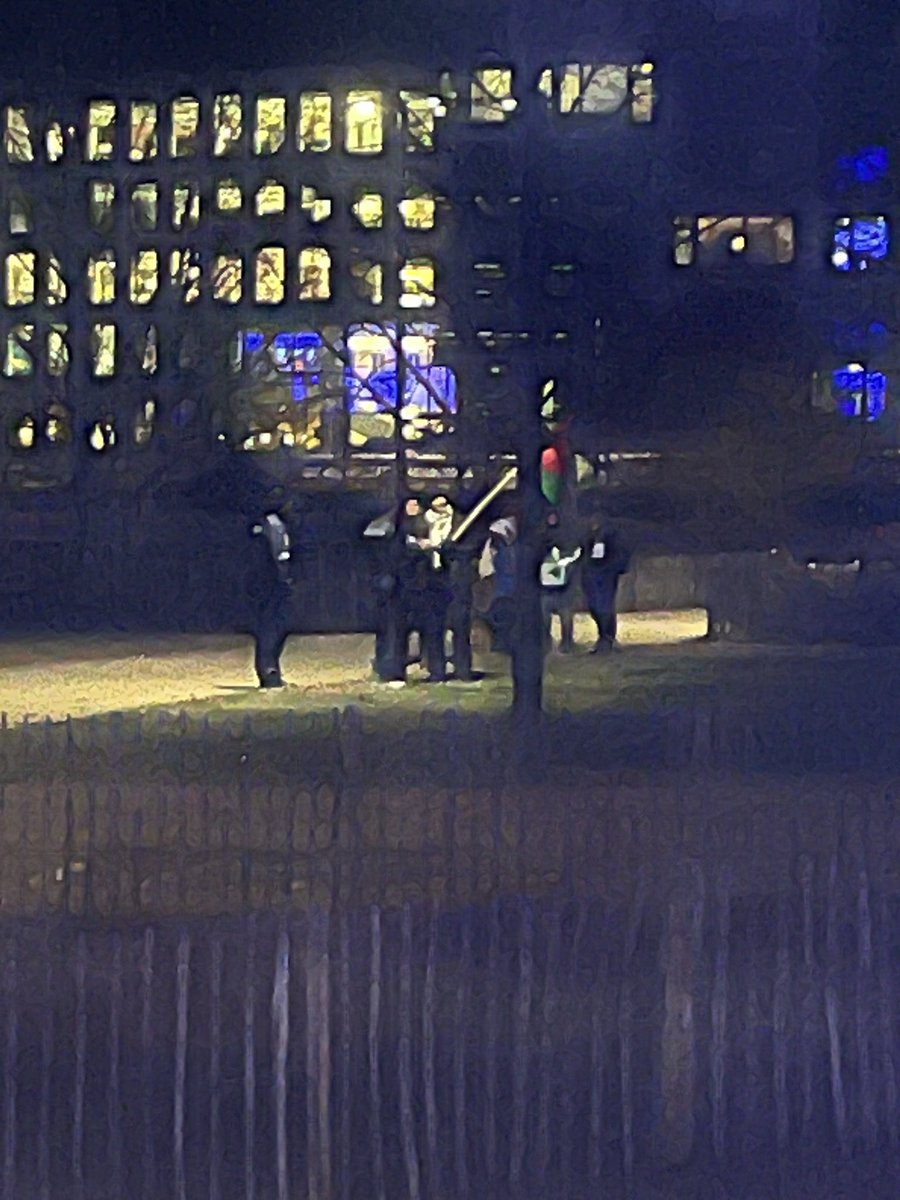 Inside — Finland’s Foreign Minister opens the OSCE conference against antisemitism.

Outside — Protesters wave a Palestinian flag.