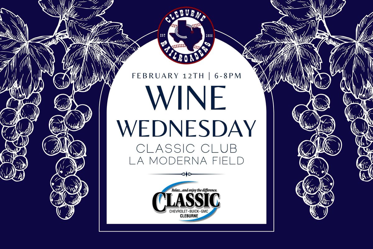CRRBaseball's tweet photo. Only a few spots remain for our Wine Wednesday THIS Wednesday in our Classic Club! We'll have over 25 wines available to sample! 🍷

🎟https://t.co/oNSp3kM6MD

#AllAboard | #railroaderbaseball https://t.co/AyqY1iI3Rt