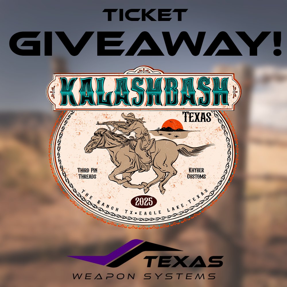 TxWeaponSystems's tweet photo. We’re giving away 2 shooter tickets for Kalash Bash 2025! 🎟️

To enter just click the link in our bio! Eligibility limited to those without a Kalash Bash 2025 shooter ticket. 

The giveaway ends on Sunday 16-Feb-25 at 11:59pm central so be sure to get your entries in by then! ⏰ https://t.co/UljO8rXue7