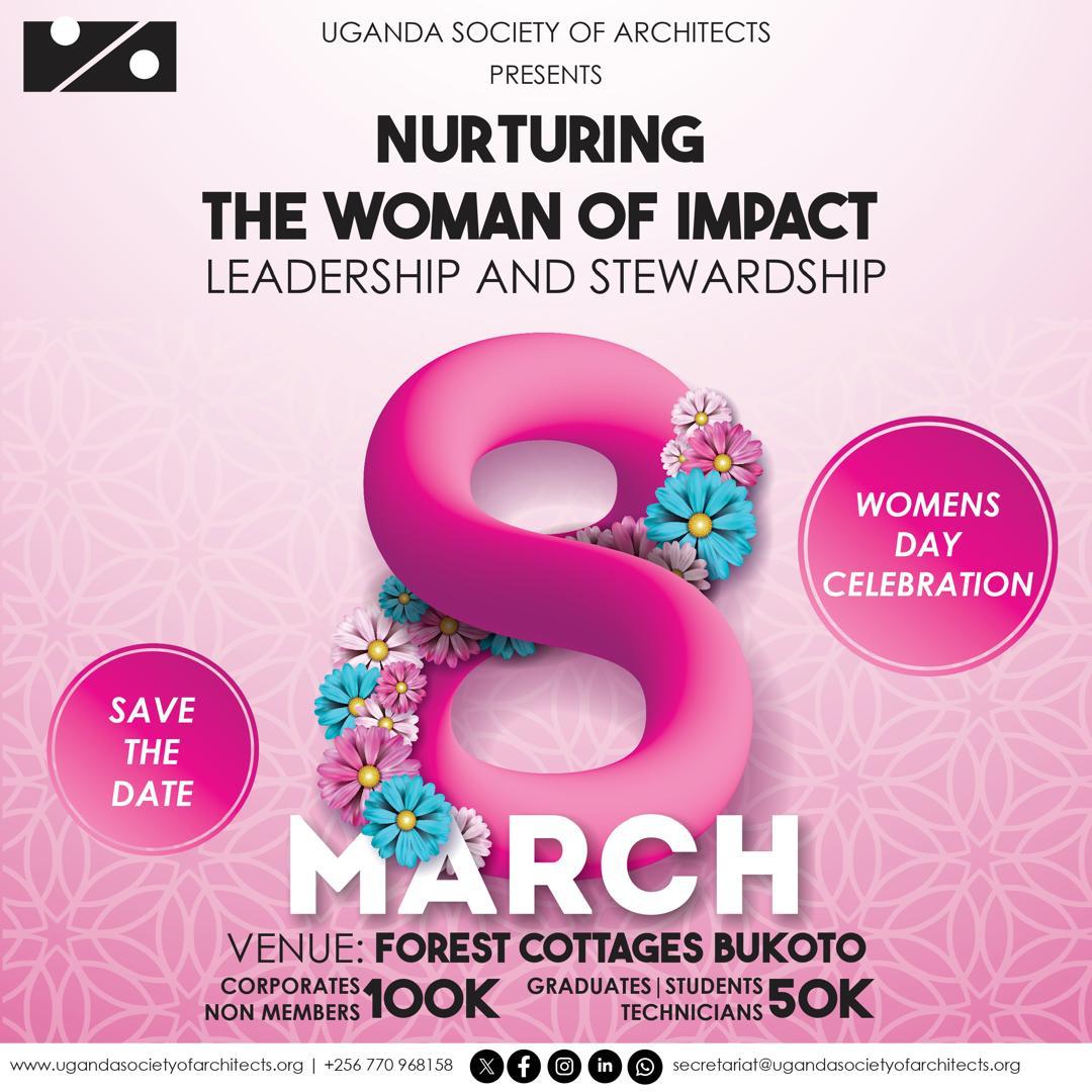 KyuArcStudents's tweet photo. Dear USA Member,

Warm greetings from the Uganda Society of Architects (USA).
The USA 22nd Council is pleased to invite all women in architecture to a special Women’s Day celebration at Forest Cottages in Bukoto, themed “Nurturing the Woman of Impact: Leadership and Stewardship.” https://t.co/l902ES6fnP