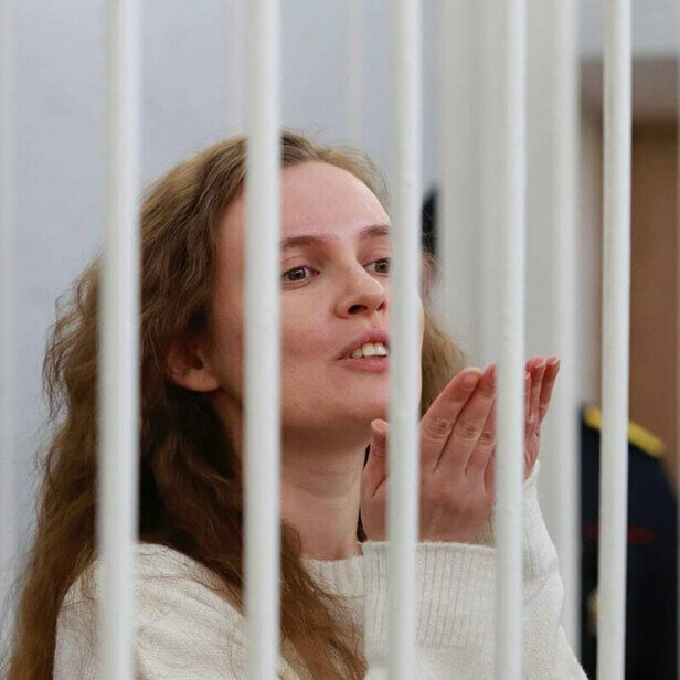 Tsihanouskaya's tweet image. Katsiaryna Andreeva is one of the bravest women in Belarus. She was jailed simply for doing her job as a journalist. Today, Palina Sharenda-Panasiuk revealed that Katsiaryna was brutally beaten behind bars. It breaks my heart to think of the cruelty she endures every day.