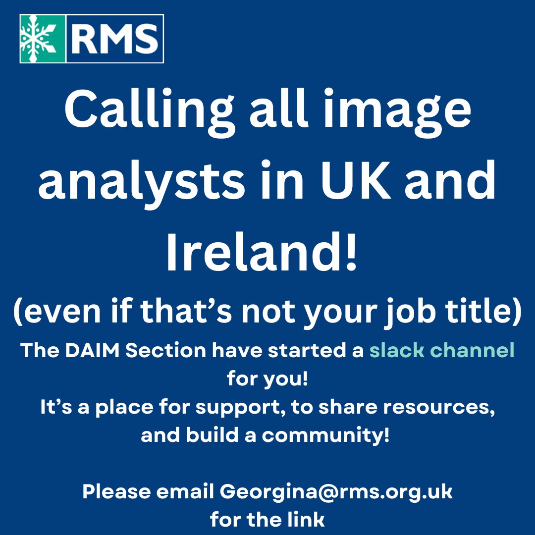 📢🇬🇧🇮🇪📢
UK and Ireland Image Analysts - the RMS Data Analysis in Imaging (DAIM) section have created a Slack channel just for you! 
It's a space to find support, advertise events/workshops, share resources, and create a broader sense of community. 
Check out how to join below⬇️