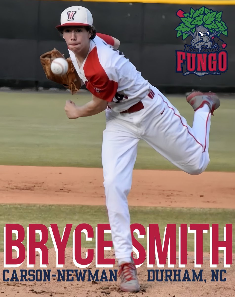Welcome to the Wake Forest Fungo family, Bryce Smith! 🔥⚾ This pitcher from Carson-Newman is ready to bring the heat! #FungoFamily #WelcomeBryce
