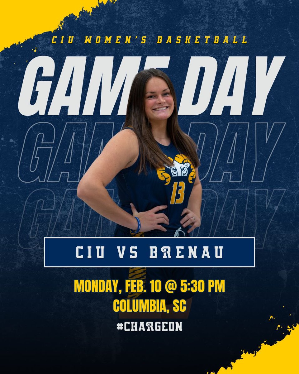 CIURams's tweet photo. 🏀GAME DAY🏀

@ciuwbb starts the week with a match up against Brenau University! #ChargeOn

📍Columbia, SC
⏰5:30 PM
📺https://t.co/y6ajPQe7EP
📊https://t.co/gyAnqS0Trg https://t.co/kCQpGn1srl