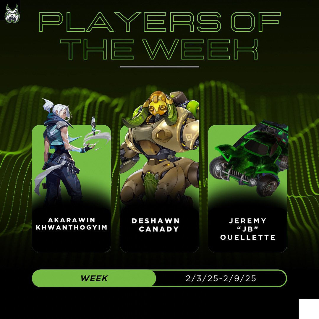 Lesley_Esports's tweet image. Players of the Week: 2/3/25-2/9/25 🐾