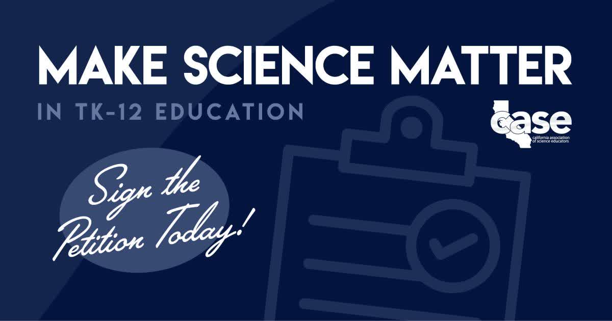 We need your voice! Sign the petition to fully integrate science into California's accountability system. Let's unlock new opportunities for every student. #makesciencematter

🖊️ [Sign Here: insert link] - bit.ly/makesciencemat…