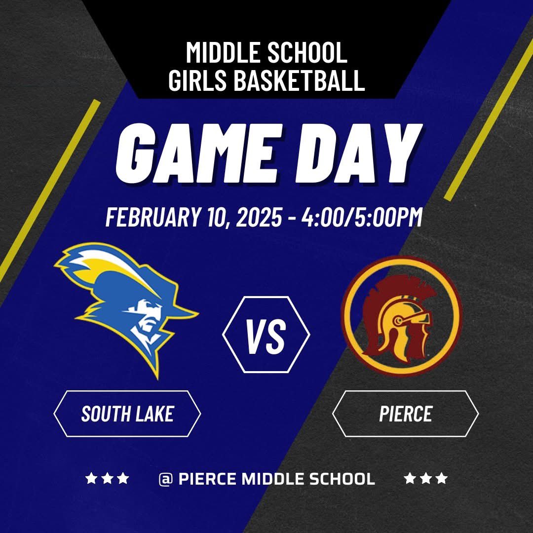 🏀 Game Day Alert!! 🏀  Tonight marks the official first game of the season for our MS Girls Basketball teams! Your Cavaliers are ready to hit the court as they take on Pierce Middle School – on the road!  

📍 Location: Pierce MS
⏰ 7th Grade – 4:00 PM | 8th Grade – 5:00 PM