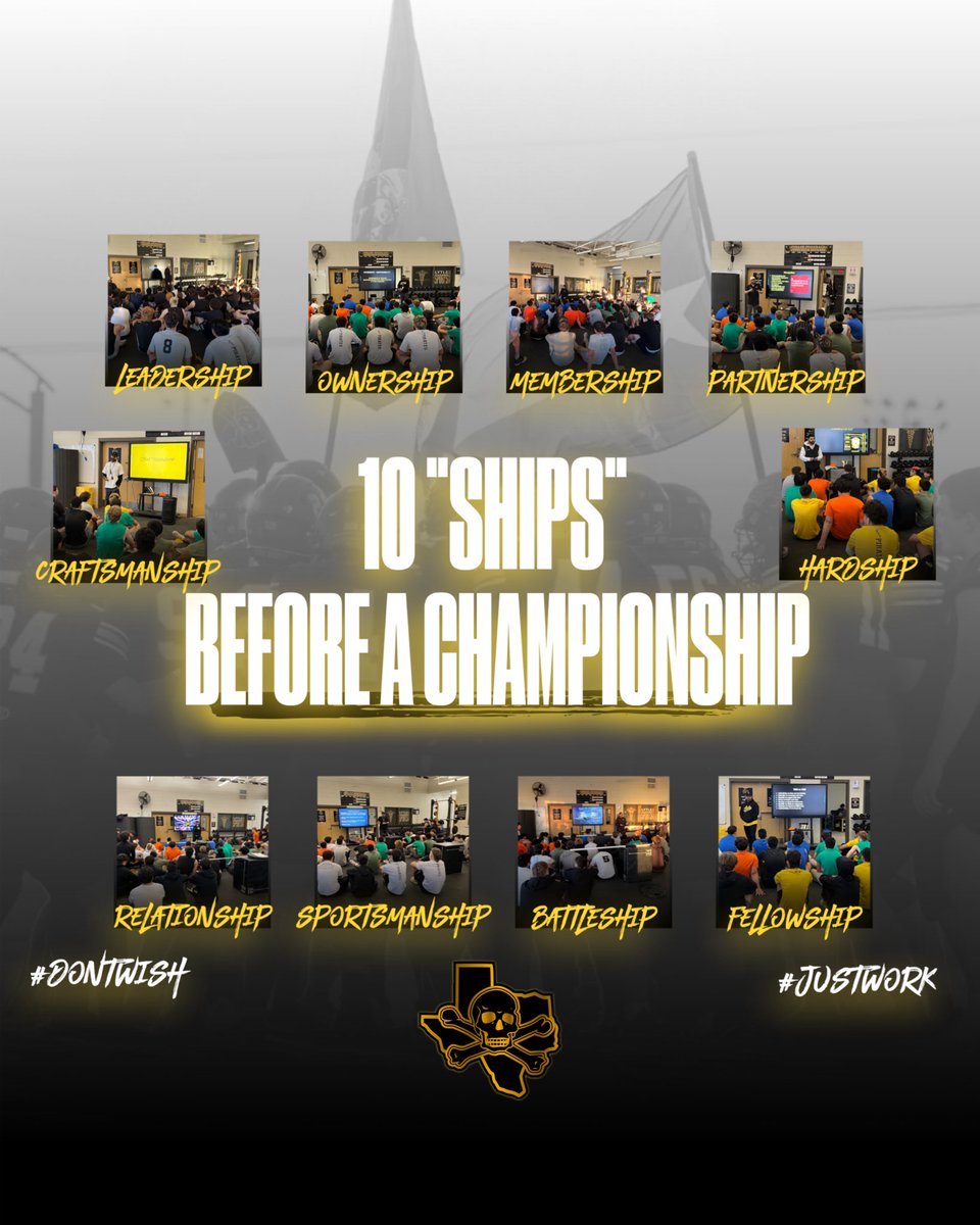 _CoachTrevino's tweet photo. 🏆10 Ships to a Championship🏆

Our 10 “Ships” to a Championship series wasn’t just about words on a board; it was about action, accountability, and authenticity towards a culture that breeds success on and off the field.

#TimeToClimb
#JustJump https://t.co/UrAdazIOw5
