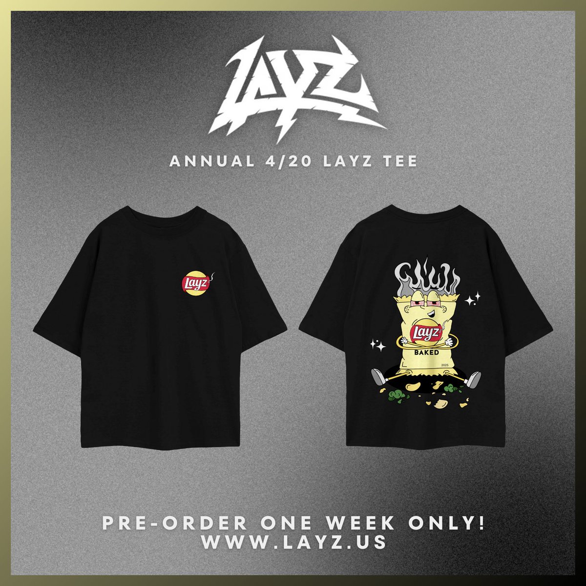layzdubz's tweet image. Starting today till next Monday, you can pre-order the 4/20 LAYZ shirt and receive it before April 20th! 

I only release these once a year so now is your chance to grab one if you weren’t able to snag one last year! ◡̈