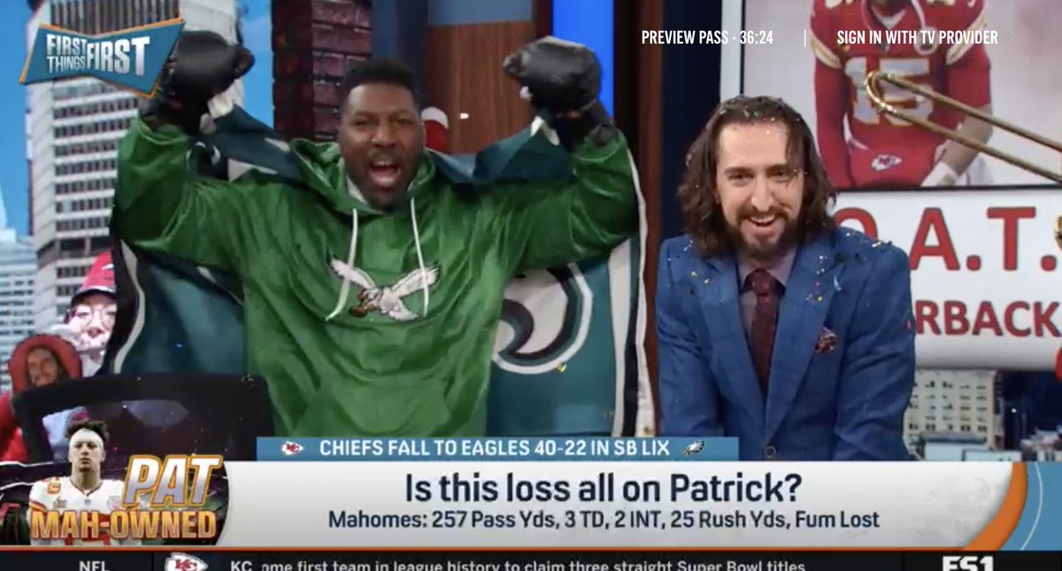 nyc_seth's tweet image. I didn&apos;t think it was possible for @FTFonFS1 to stomp hard enough on @getnickwright considering how much of a victory lap he&apos;s been taking for the whole season, but they PUT. IT. ON. 

I&apos;m actually feeling bad for Nick.. @Chris_Broussard @kevinwildes @GregJennings #SuperBowl