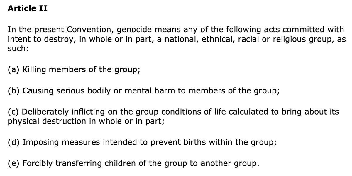 DzonBedson's tweet photo. @GabeZZOZZ @TranzEspy This is how the 1948 Convention on the Prevention and Punishment of the Crime of Genocide defines "genocide". russia is killing and causing serious bodily harm to members of the Ukrainian nation to destroy us. That's the formal definition of genocide.
https://t.co/PbGw8KnFJW https://t.co/DSi6NZ4eKv