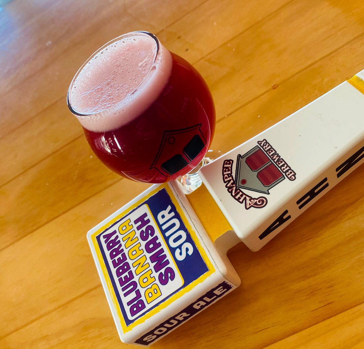 Blueberry Banana Smash is our new fruited sour ale on tap! It was made by blending in blueberry juice &amp; also highlights banana flavor to balance out the tart finish. It's available at both taprooms, join us to try to beat the winter "blues"! #wibeer