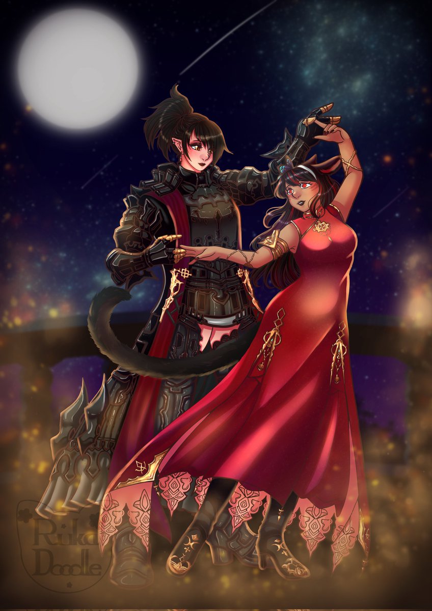 Finished this comm for a friend and her gf recently ♡