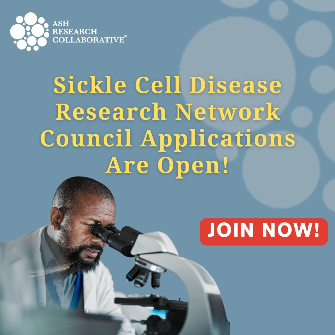 🚨 Apply for the ASH RC SCD Research Network Council! 

📢 SCD research sites, this is your opportunity to join the fight to advance #SickleCell therapeutics and improve care. 

🔗 Learn more and apply today: ow.ly/CMjz50UWZEf 

#SCDResearch #hematology