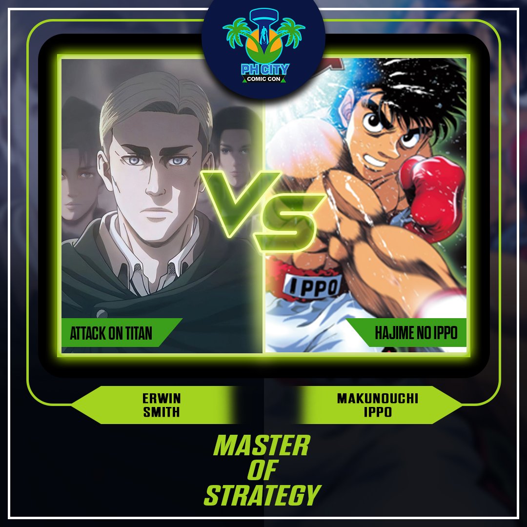 ConPhcity's tweet photo. Erwin Smith VS Makunouchi Ippo
Who would win this power of strategy clash?
#PH3C2025 #versusbattle #animeworld #attackontitan https://t.co/8Ux55yEbd2