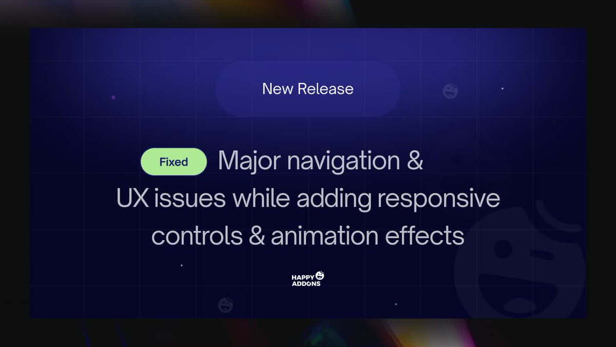 ✨ New HappyAddons update! Free: Smooth fade transitions. Pro: Better mobile + Mega Menu fixes. Everything you need for a faster, smoother website. #WordPress #Elementor