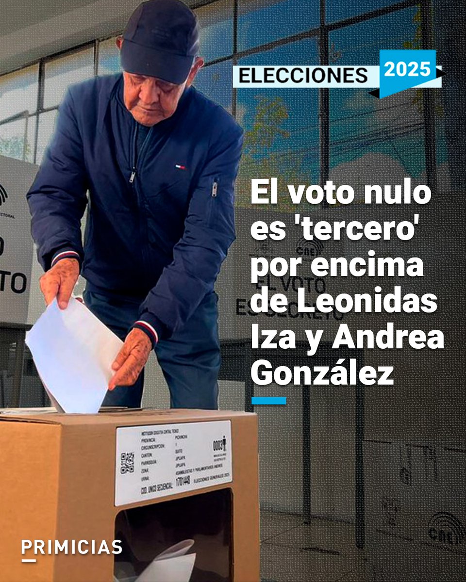 #Elecciones2025 | Con poco más del 92% de las actas válidas a nivel nacional, los resultados del CNE muestran 708.006 votos nulos. ¿Cómo se comparan con los de Daniel Noboa y Luisa González? prim.ec/HQEc50UWZKM