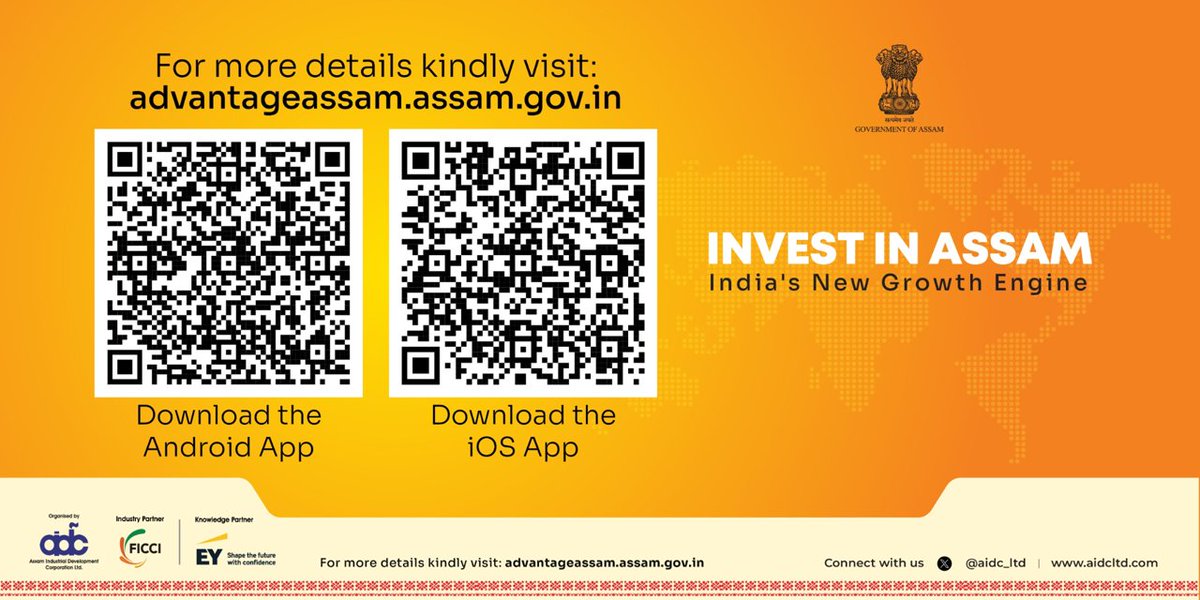 The Advantage Assam 2.0 App is available for both Android &amp; iOs Platforms. Schedule your B2B &amp; B2G meetings, expression of interest for investment, investment categories and other networking opportunities. Download the App now.

#AdvantageAssam2 #AA2 #website #portal #updates