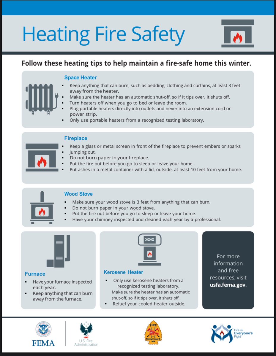 Keep your home safe from a fire during these cold days by following these heating tips! Did you know that most Minnesota heating fires occur in fireplaces and chimneys? Click for more info:  dps.mn.gov/divisions/sfm/…