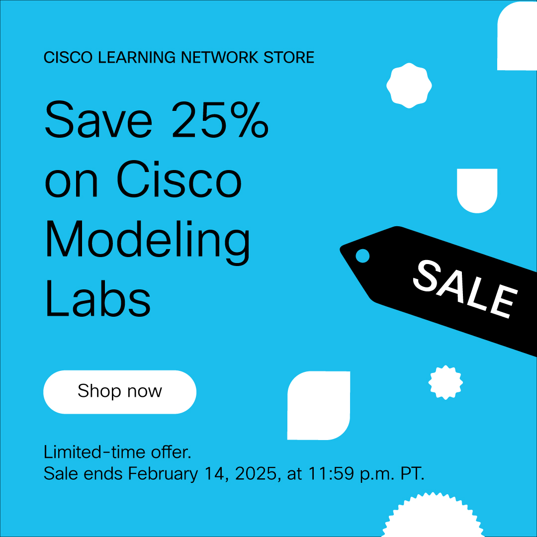 Save 25% on CML-Personal / -Personal Plus now through February 14, 2025, at 11:59 p.m. Pacific Time. 

💡 If you're at #CiscoLiveEMEA this week, get scanned in our booth to save 50%. 

Explore the latest #CML 2.8 release: cs.co/6015IPP2H