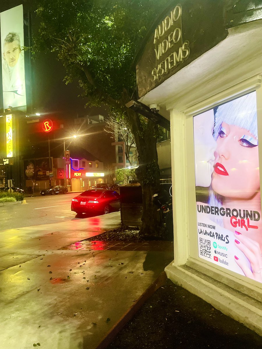 LALauraParis's tweet photo. Never give up! It takes time, patience and step by step, to attain your dreams. 
So happy to see my album cover shining on the Sunset Strip in Los Angeles! ✨ 
#dreamscometrue #UndergroundGirl #lalauraparis #albumcover #sunsetstrip #losangeles https://t.co/NIf2Sin4Ya