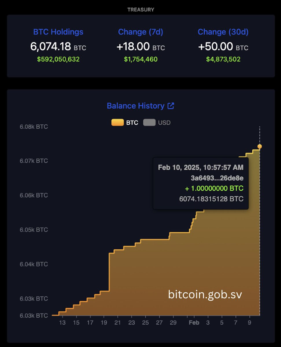bitcoinofficesv's tweet photo. Another day, another whole bitcoin added to our strategic reserve. 

And this is how El Salvador keeps winning.

🇸🇻🏆🚀 https://t.co/g4OYrRv4wK
