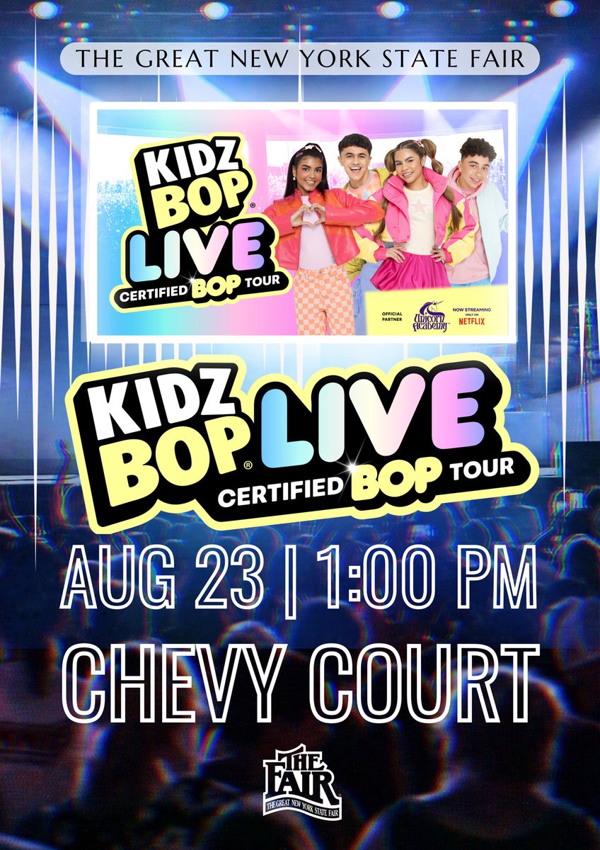 🎉 Ready to Bop? The KIDZ BOP Kids hit The Fair this summer! ✨ Aug 23, 1PM at Chevy Court. Don’t miss hits like "Espresso" &amp; "Dance Monkey" in an unforgettable show! First concert memories start here! 🎶