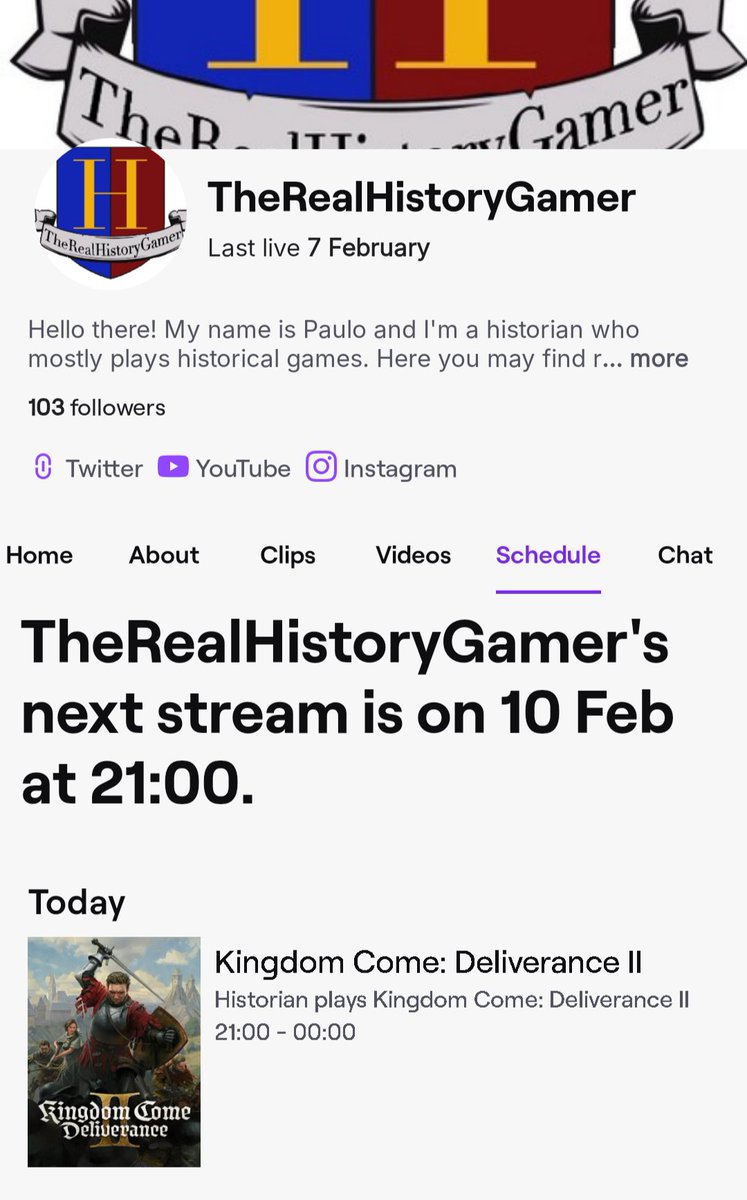 New week of streams starting tonight at 9pm on Twitch. We'll be playing some Kingdom Come Deliverance II. See you later!