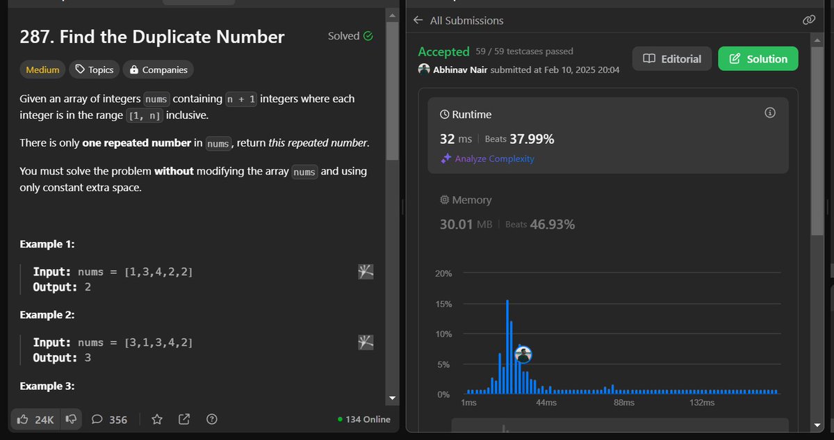 Abhinav_Nair13's tweet image. Day 107/200 of #LeetCodeChallenge!. Solved -  
992. Subarrays with K Different Integers
287. Find the Duplicate Number