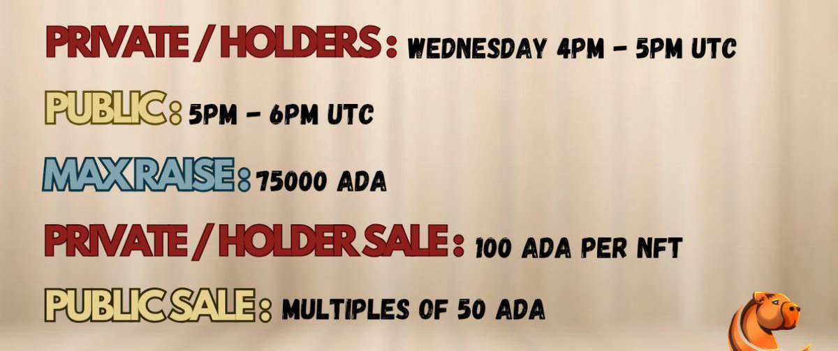 theHERDada's tweet photo. OUR PRESALE INFO  IS OUT !!! 

WEN: Wednesday February 12

Holders : 4pm UTC -5PM UTC
Public : 5PM -6PM UTC 

MAX CAP:
75,000 ADA

HOLDER SALE: 
100 ADA per NFT

PUBLIC SALE:
Multiples of 50 ADA

For more info , check the #faq channel on our discord .

https://t.co/4fVLNAgRBN https://t.co/8jg7V3CRNO