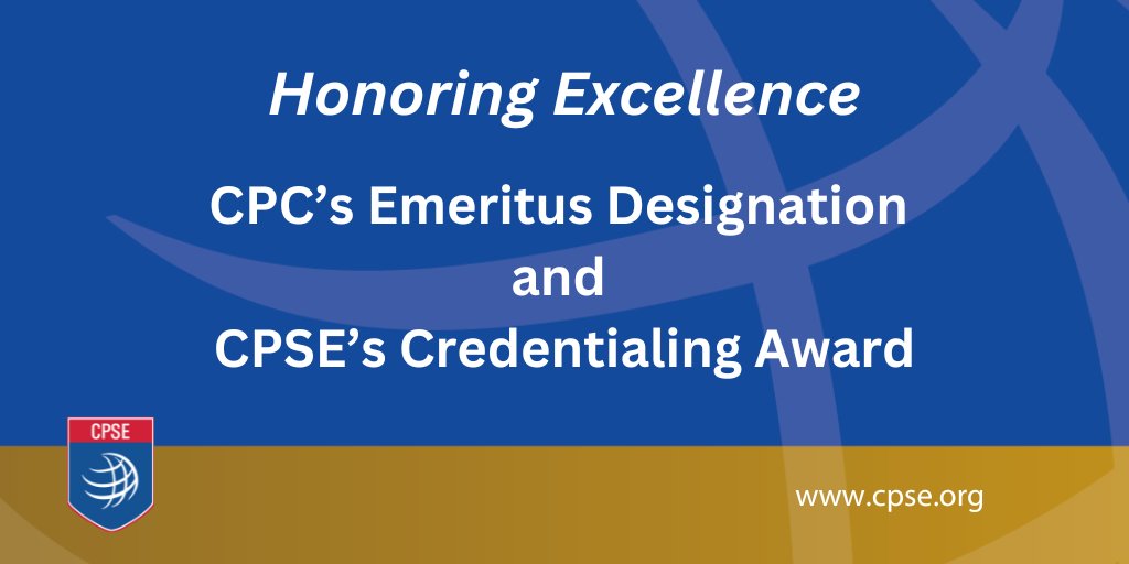 CtrPubSafExc's tweet photo. The Commission on Professional Credentialing (CPC) honors exceptional professionals through two prestigious recognitions: the Emeritus Designation and the Excellence in Credentialing Award. Learn more at https://t.co/32YnUpAb5M https://t.co/yihKv36mvx