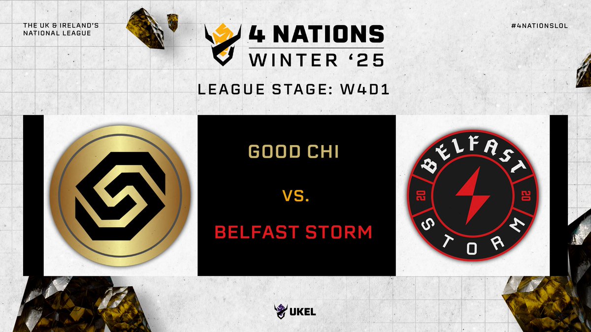 TheUKEL's tweet photo. ⚔️ MATCH 1 ⚔️

@GoodChiGG vs @Belfaststorm 

Desk ✍️
@xJoyK , @docdacasts &amp; @BlackBloxer 

Casters 🎙️
@dralce_lol &amp; @UnluckyKarvis 

📺https://t.co/THR0LzHzmL @ 18:30 GMT for Game 1 https://t.co/AlMl6IXWKe