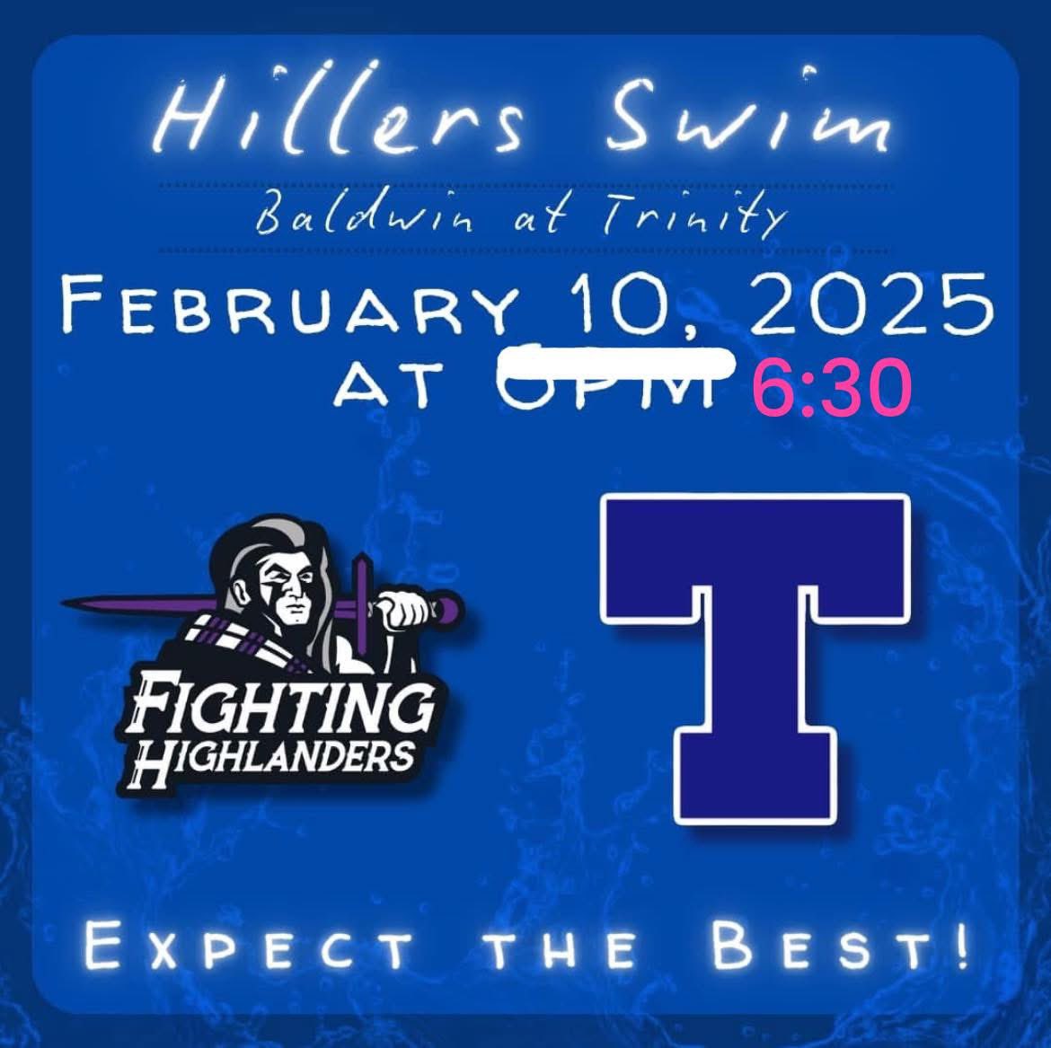 Hope to see you at the pool tonight for our last home meet of the season! Special start time of 6:30 💙🤍