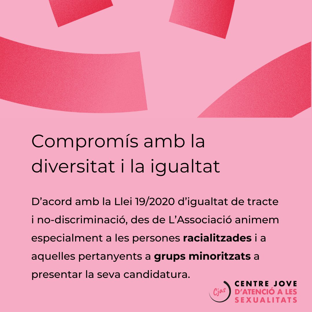 Centre Jove d'Atenció a les Sexualitats (Cjas) (@centrejove) on Twitter photo 🔎 Busquem tècnica d’atenció en ITS!
Vols formar part de l'equip CJAS? 💜
Aquesta és la teva oportunitat.
No cal experiència prèvia, t’oferim formació!
📅 Envia el teu CV abans del 21/02 a laboral@lassociacio.org. 🔎 Busquem tècnica d’atenció en ITS!
Vols formar part de l'equip CJAS? 💜
Aquesta és la teva oportunitat.
No cal experiència prèvia, t’oferim formació!
📅 Envia el teu CV abans del 21/02 a laboral@lassociacio.org.