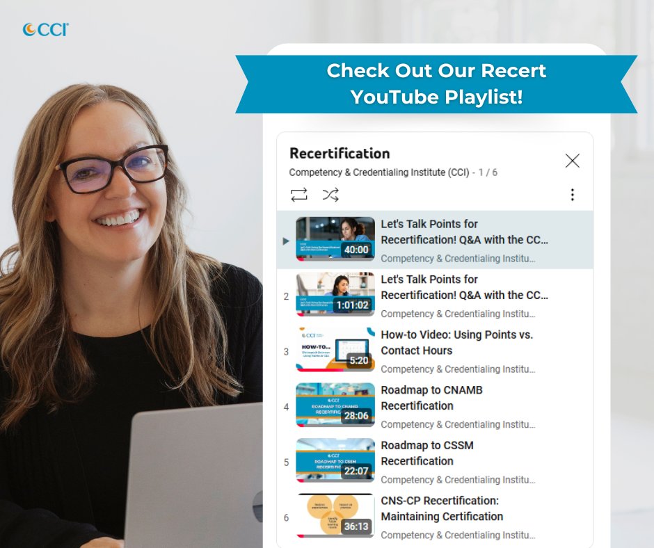cci_nurses's tweet image. Check out our YouTube Recertification playlist to help you through the process of recertifying. #CCI #recert #certifiednurses #professionaldevelopment #periopnursing

Find this playlist, among others, on our YouTube channel: bit.ly/4aTIS86