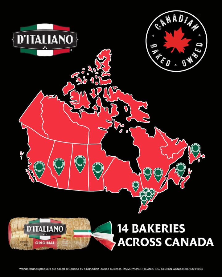 Elisabeast's tweet image. D'Italiano® is proudly Canadian baked and owned. 🍁 With 14 bakeries, we're baking across the country; coast to coast. 
#DItaliano #Canada #Canadian #Bread