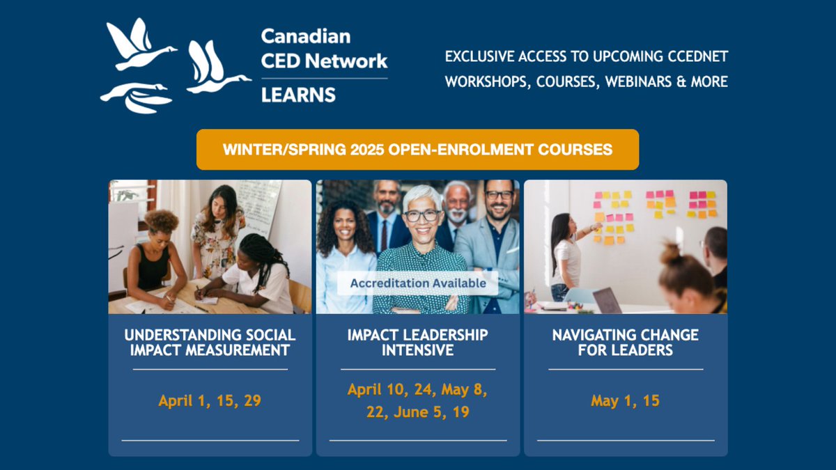 Are you looking for eff­ect­ive tools and methods for #impactmeasurement, want to ele­vate your leader­ship and #socialimpact, and/or would like to develop an action plan for navigating change? Check out our leadership programs!
mailchi.mp/ccednet-rcdec.…