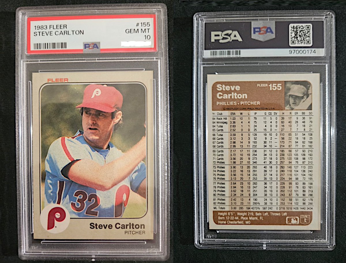 rstones199's tweet image. New #PSA10 #SteveCarlton to add to my collection 1983 #Fleer. The 1983  year is now complete.

@_RF30
@KingcougarMike
@eddiesofficials
@EPLSB
@QuarterRico
@gilligan80
@Always_Yangry
@royaltytoursusa
@johnnysfgiants
@JohnnyKamen
@MLBBestBets
@pfarrellUSRT