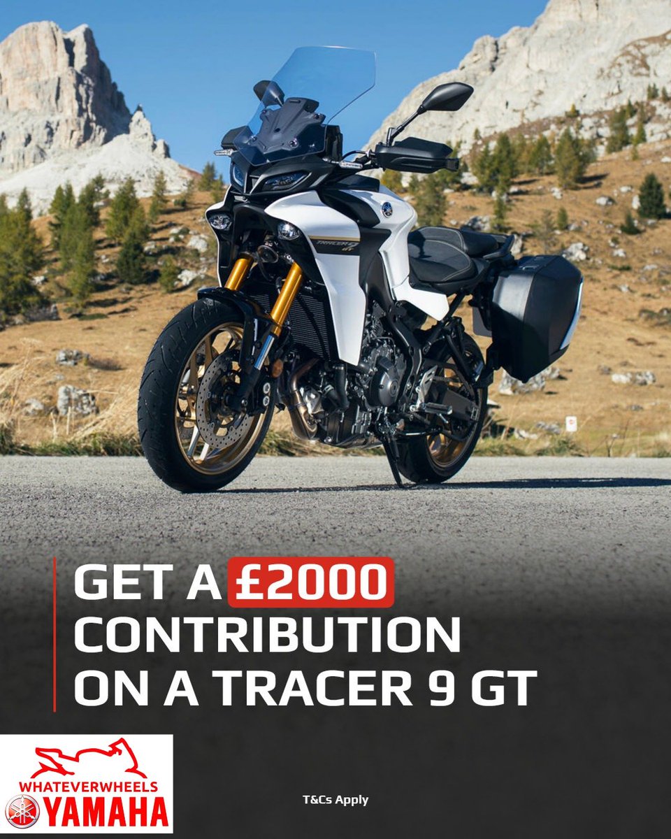 WWYamaha's tweet photo. 🔥 Unleash your inner adventurer! Get £2,000 towards a new 2024 Yamaha TRACER 9 GT! 🤩 Sport touring perfection awaits! #Yamaha #RevsYourHeart #TRACER9GT #SportTouring #Motorcycle #Deals #WhateverWheelsYamaha #YamahaTRACER9GT #MotorcycleDeals #AdventureTouring https://t.co/aNQCq0Ymmd