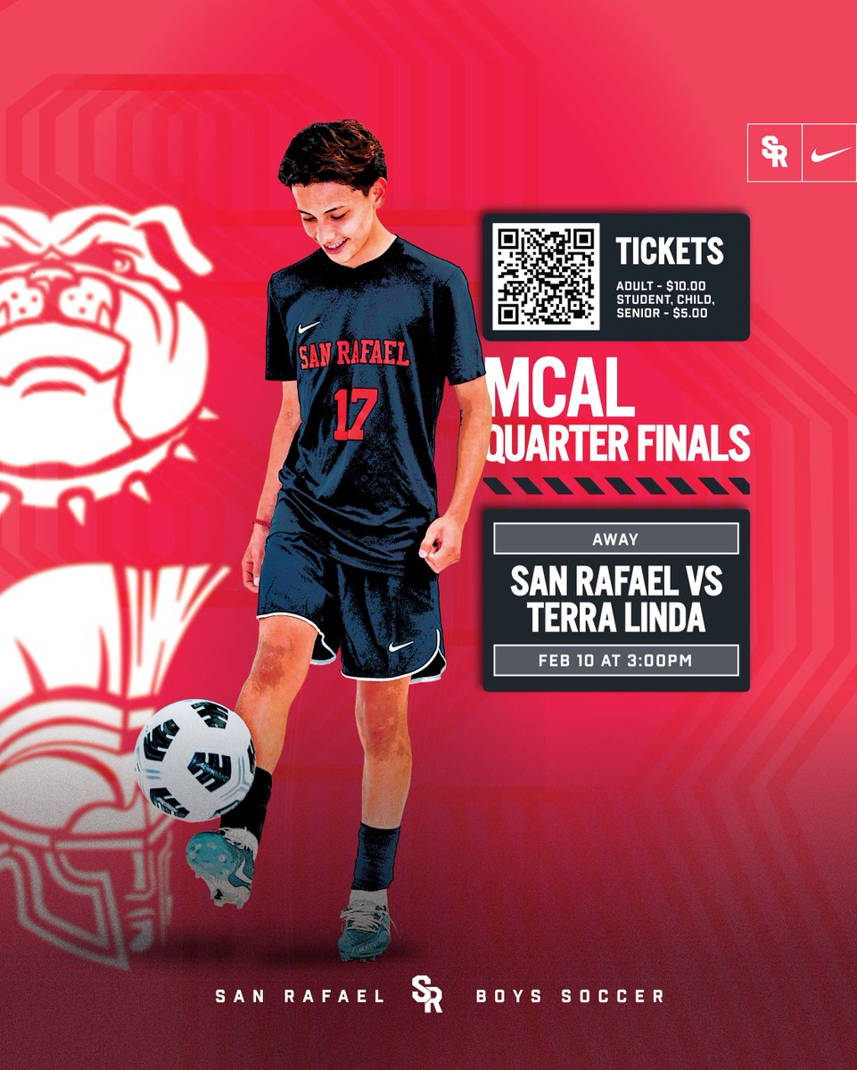 MCAL Quarterfinals

The 6th seed Dawgs (7-10-3) travel across town to face the 3rd seed  Terra Linda Trojans (6-6-2) in a first round playoff game at 3:00pm.

<a href="/tltrojansports/">Terra Linda Sports</a> <a href="/Sanrafaeldawgs/">San Rafael Athletics</a> <a href="/marinij_sports/">Marin IJ Sports</a> <a href="/IRossMIJ/">Ian Ross</a>